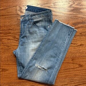 Kensie women’s distressed stretch denim Ripped Ankle Jeans 5 pocket size 6/28